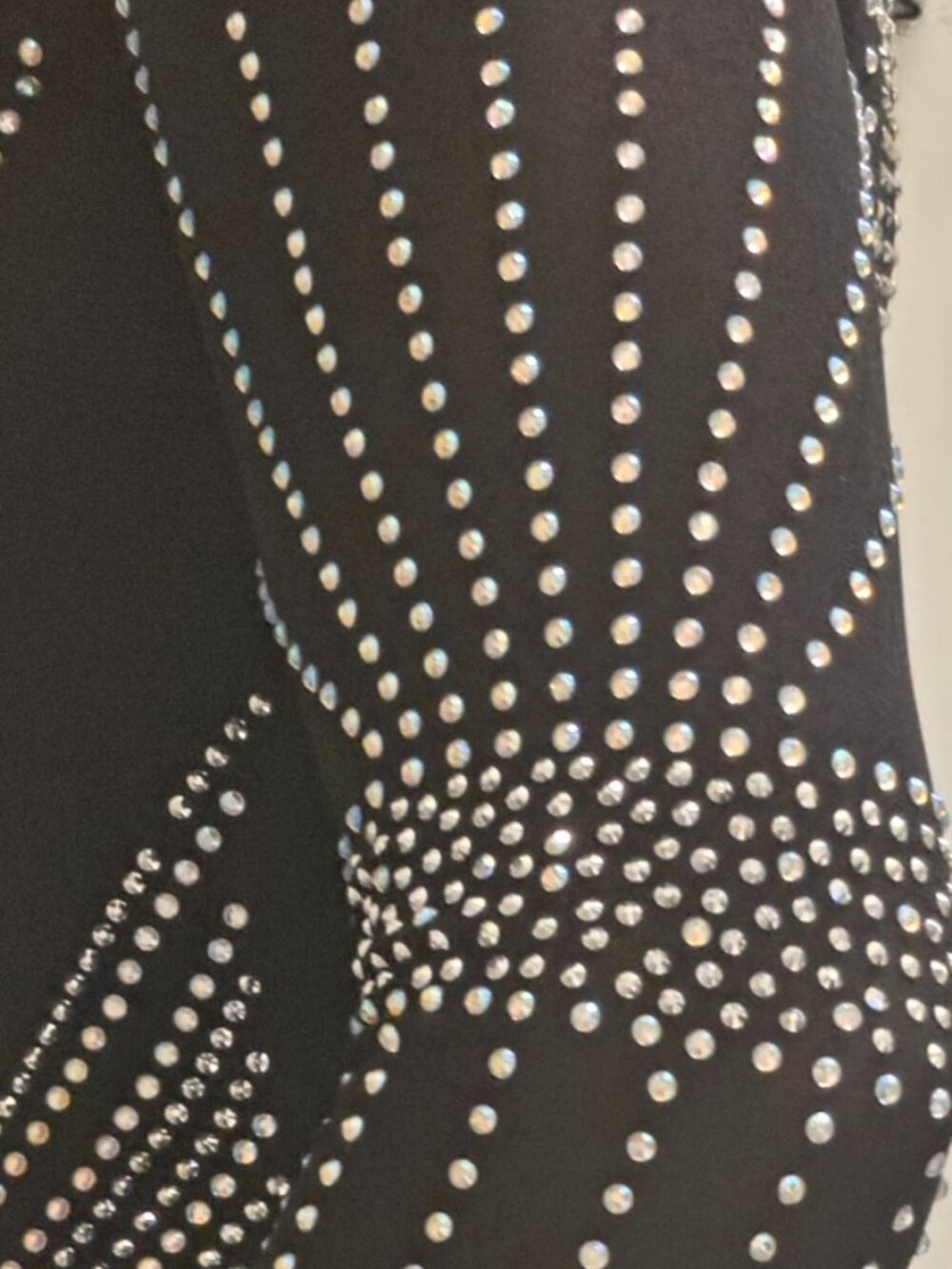 Black Rhinestone Bodycon Mini Dress | Long Sleeve | Statement Glam